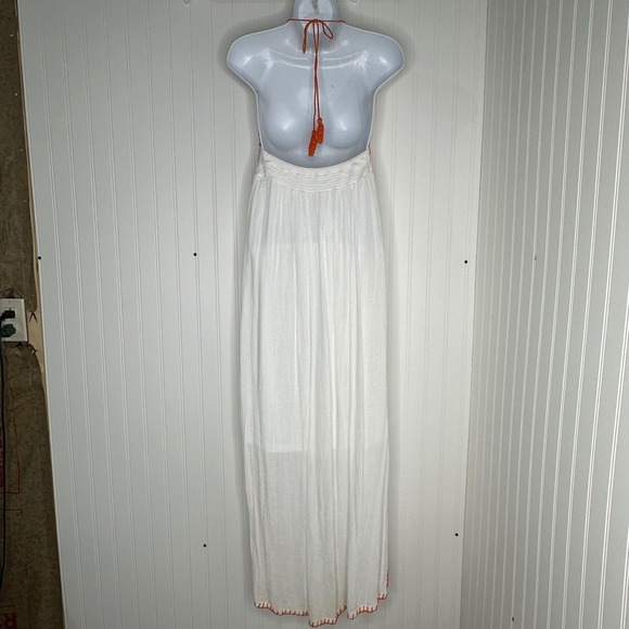 Indigo Rein White Crochet Trim Halter Maxi Dress Boho Festival Beach Size M - Picture 11 of 16